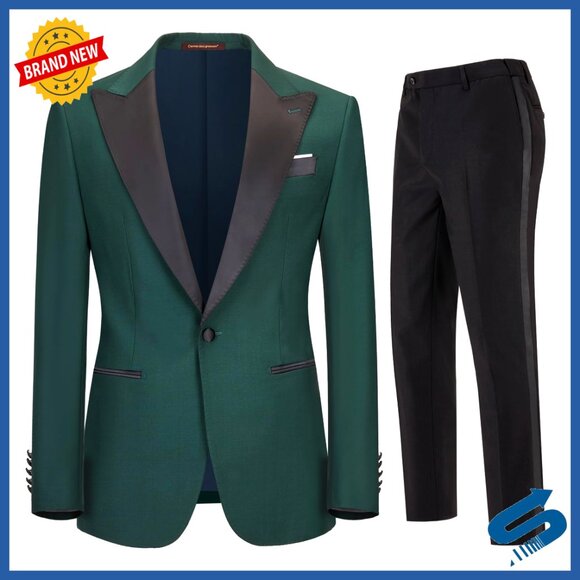 Slim Fit Formal Suit Set Blazer Pants Wedding Prom Tuxedo